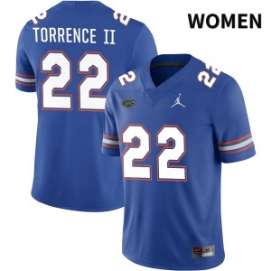 Women's Florida Gators #22 Rashad Torrence II NCAA Jordan Brand Royal NIL 2022 Authentic Stitched College Football Jersey HTD7762ZP